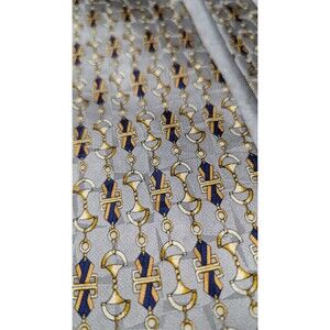 Boss Hugo Boss‎ Mens Neck Tie 58"x3.5" Silk Horsebit Chain Tonal Geo Gold Gray